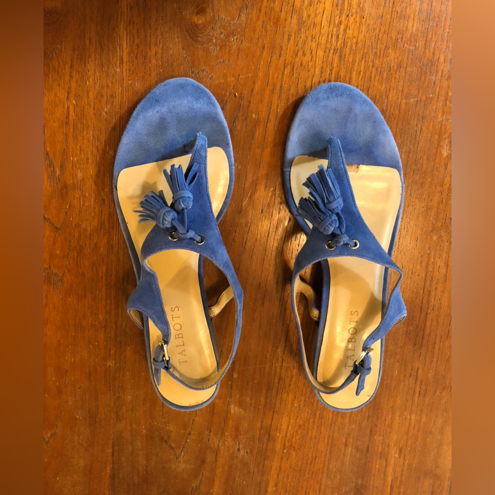 Talbots Blue Suede Tassel Sandals